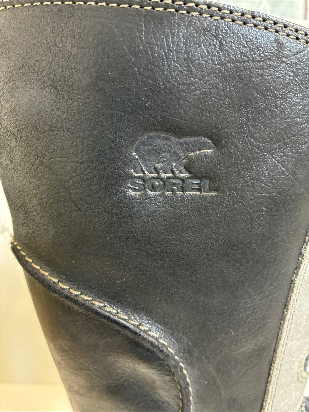 Sorel Cate the Great Wedge Lace Up Moto Rare Black Grey Gray Knee High Boots 9 - Picture 6 of 16